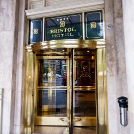 Bristol Hotel entrance with revolving door