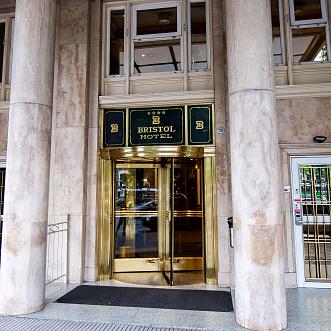 Bristol Hotel entrance with revolving door