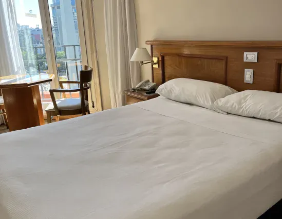 Standard room with double bed and city view